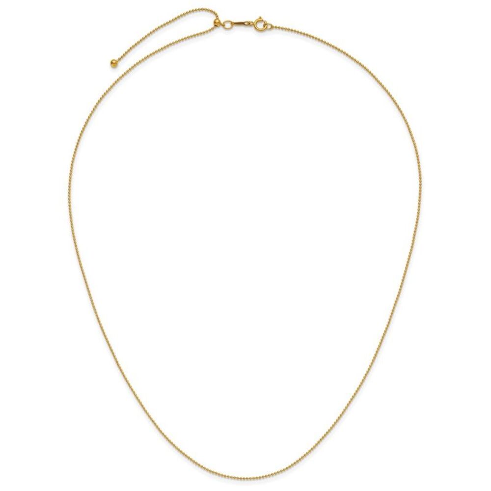 1/20 14K Gold Filled 1mm Hollow Bead Chain Adj. Necklace, 22 Inch - Picture 4 of 7